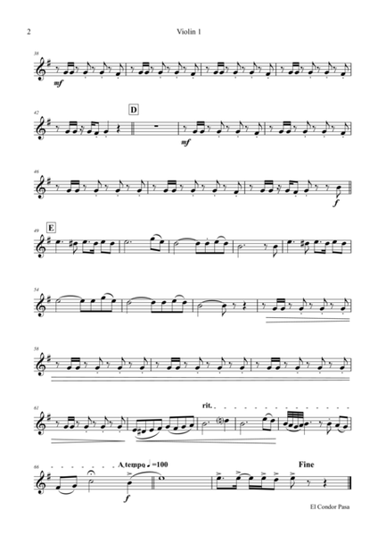 El Condor pasa - Peruvian Folk Song - String Quartet image number null