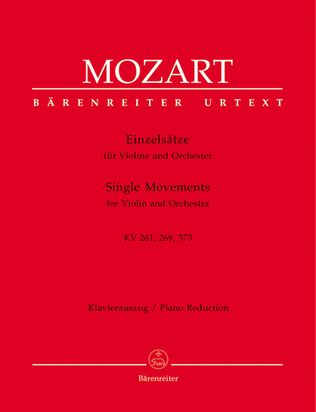 Book cover for Einzelsatze for Violin and Orchestra KV 261, 269 (261a), 373