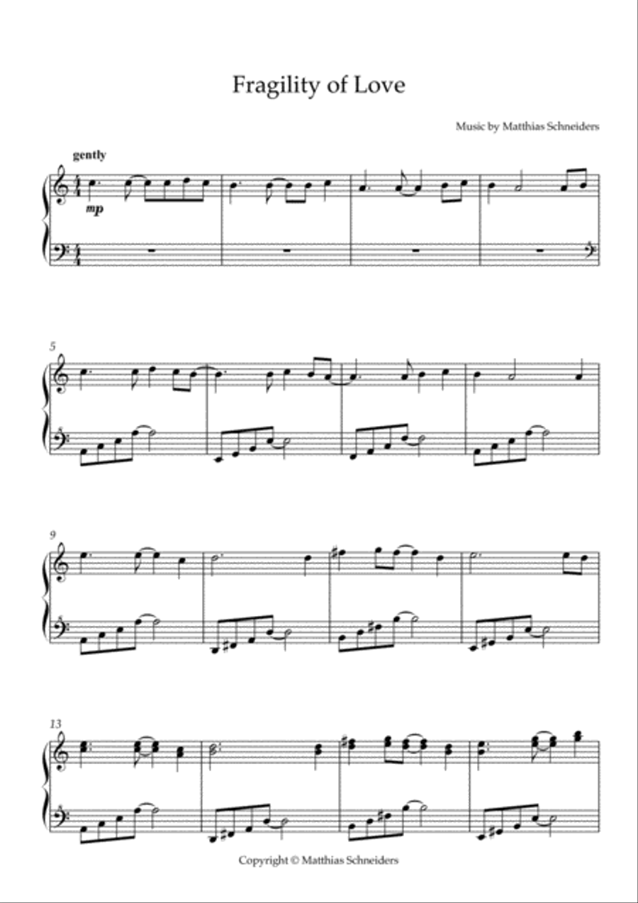 Fragility of Love Fragility of Love Piano Solo scores gallery preview page 1