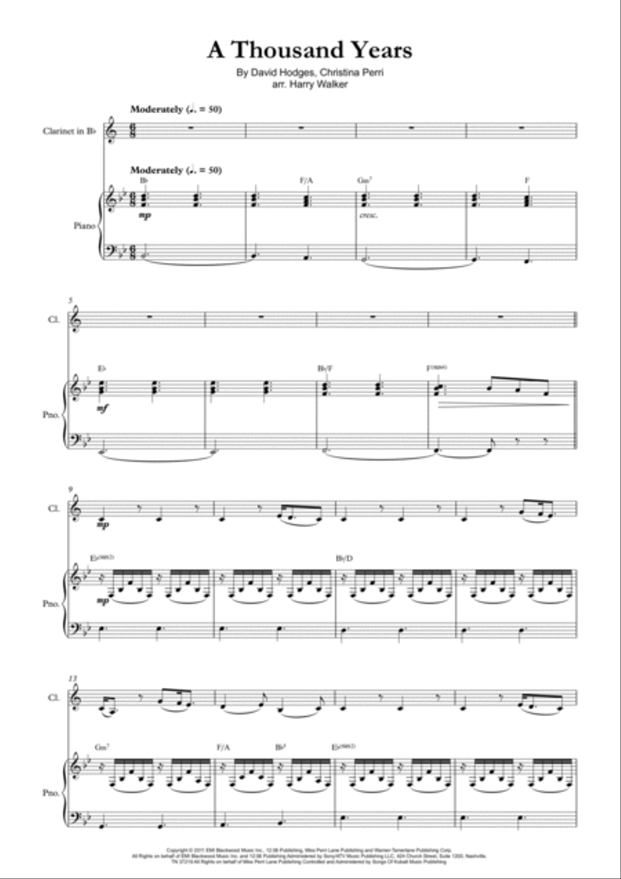 A Thousand Years A Thousand Years Clarinet Solo scores gallery preview page 3