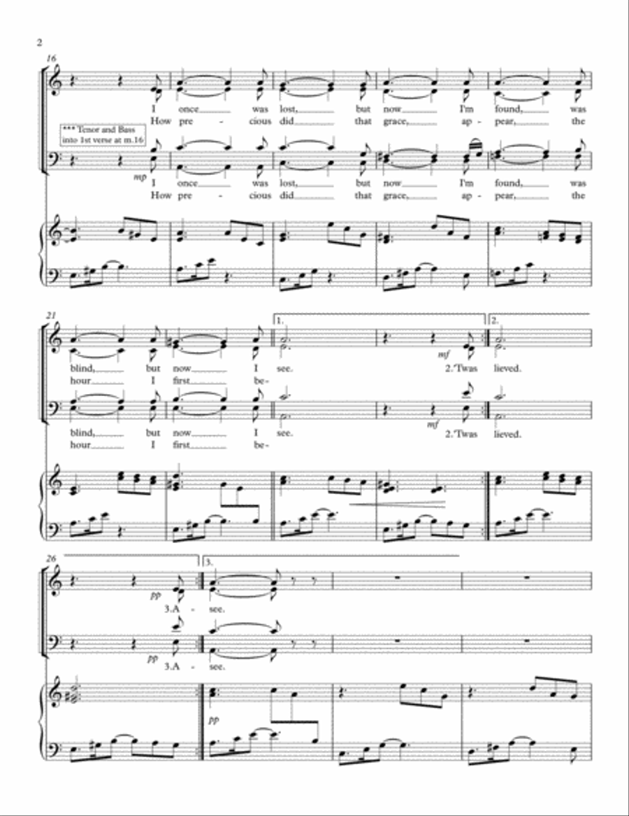 Amazing Grace (The House Of The Rising Sun) - SATB Choir and Piano