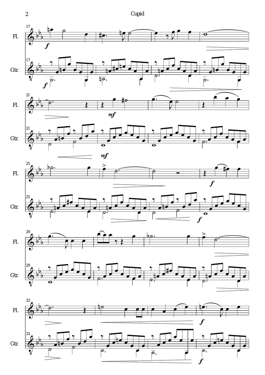 Cupid for flute and guitar Flute scores gallery preview page 2
