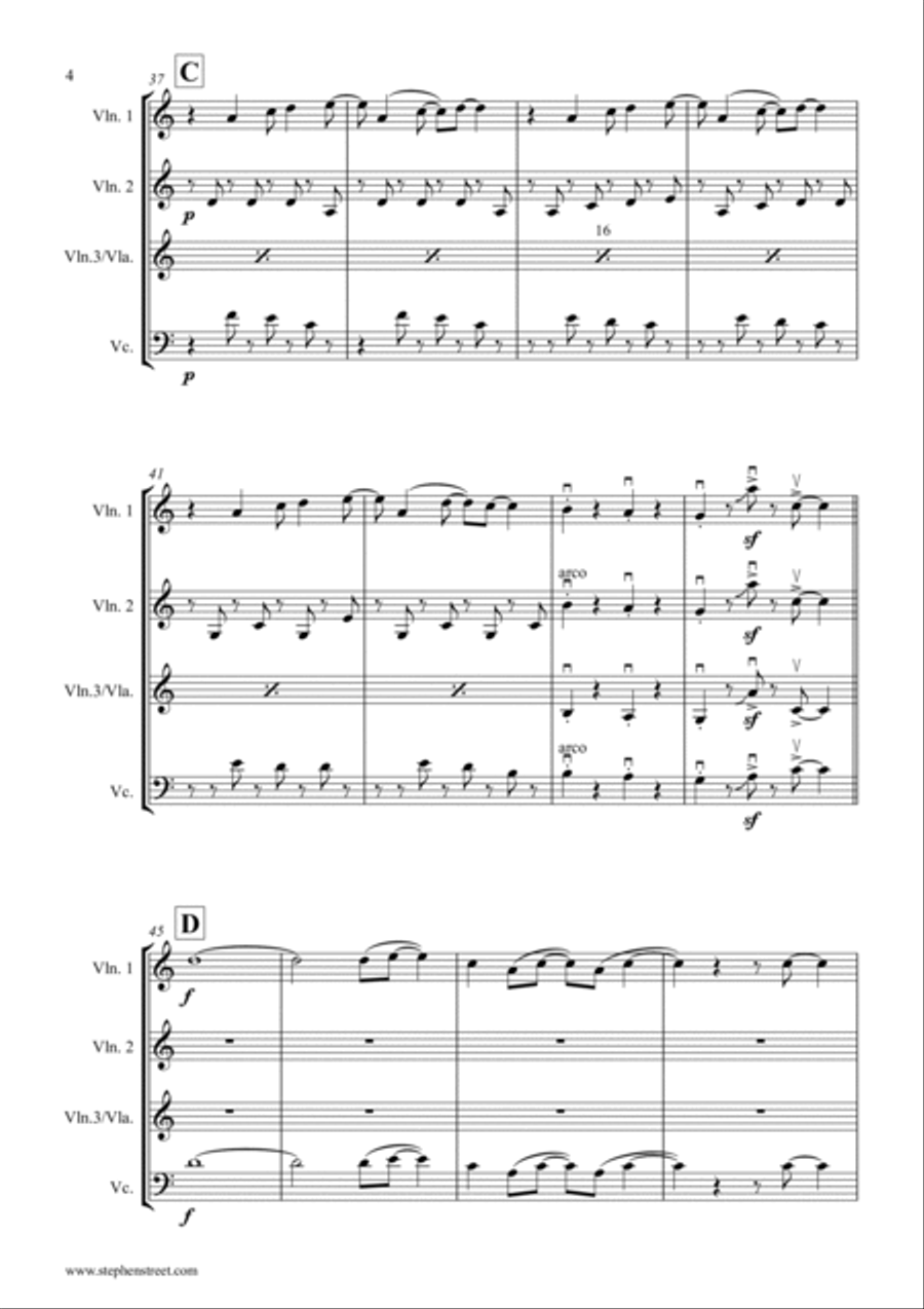 Blinding Lights String Quartet scores gallery preview page 4