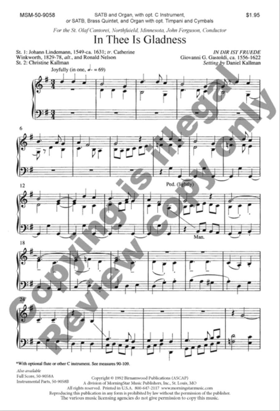 In Thee Is Gladness 4-Part scores gallery preview page 14