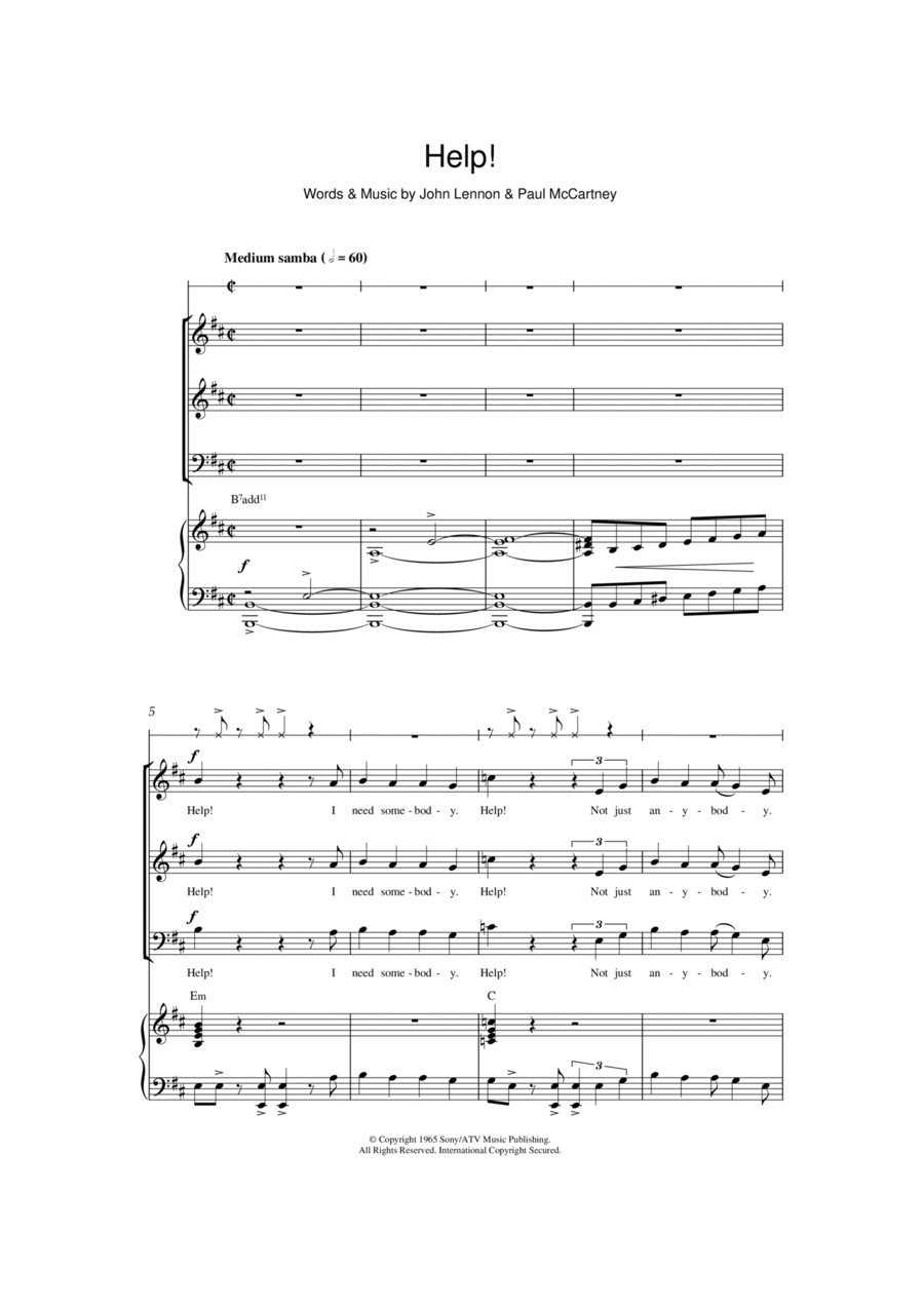 Help! (arr. Patrick Gazard) 3-Part scores gallery preview page 1