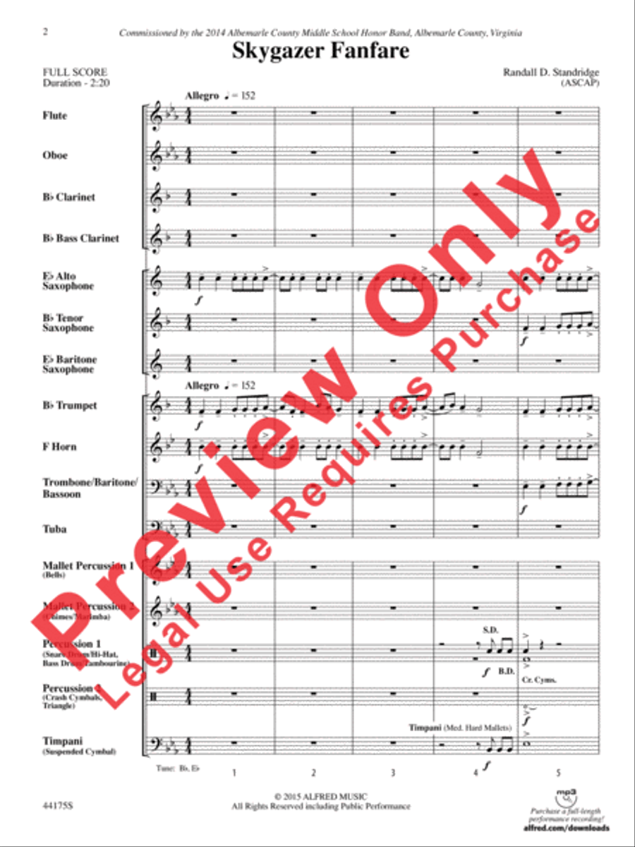 Skygazer Fanfare Concert Band scores gallery preview page 3