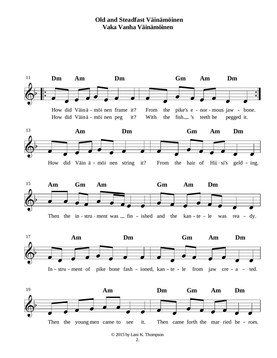 Five Finnish Story Songs with sing-able English and Finnish lyrics Part scores gallery preview page 3