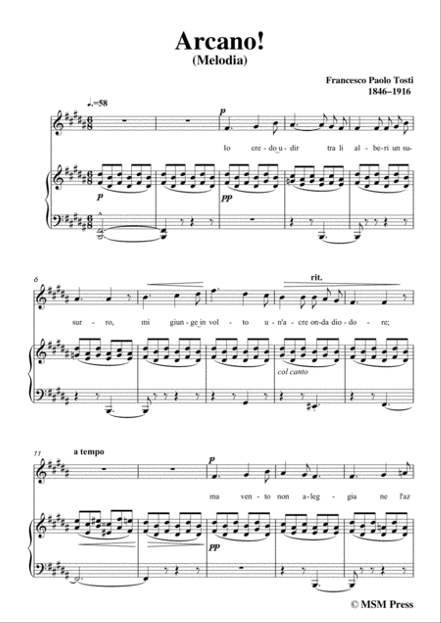 Tosti-Arcano! In B Major,for voice and piano Voice Solo scores gallery preview page 3