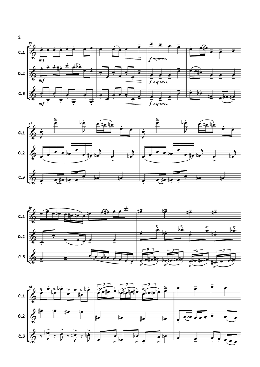 'Fughetta' by Stephen Davies for Clarinet Trio Clarinet Trio scores gallery preview page 2