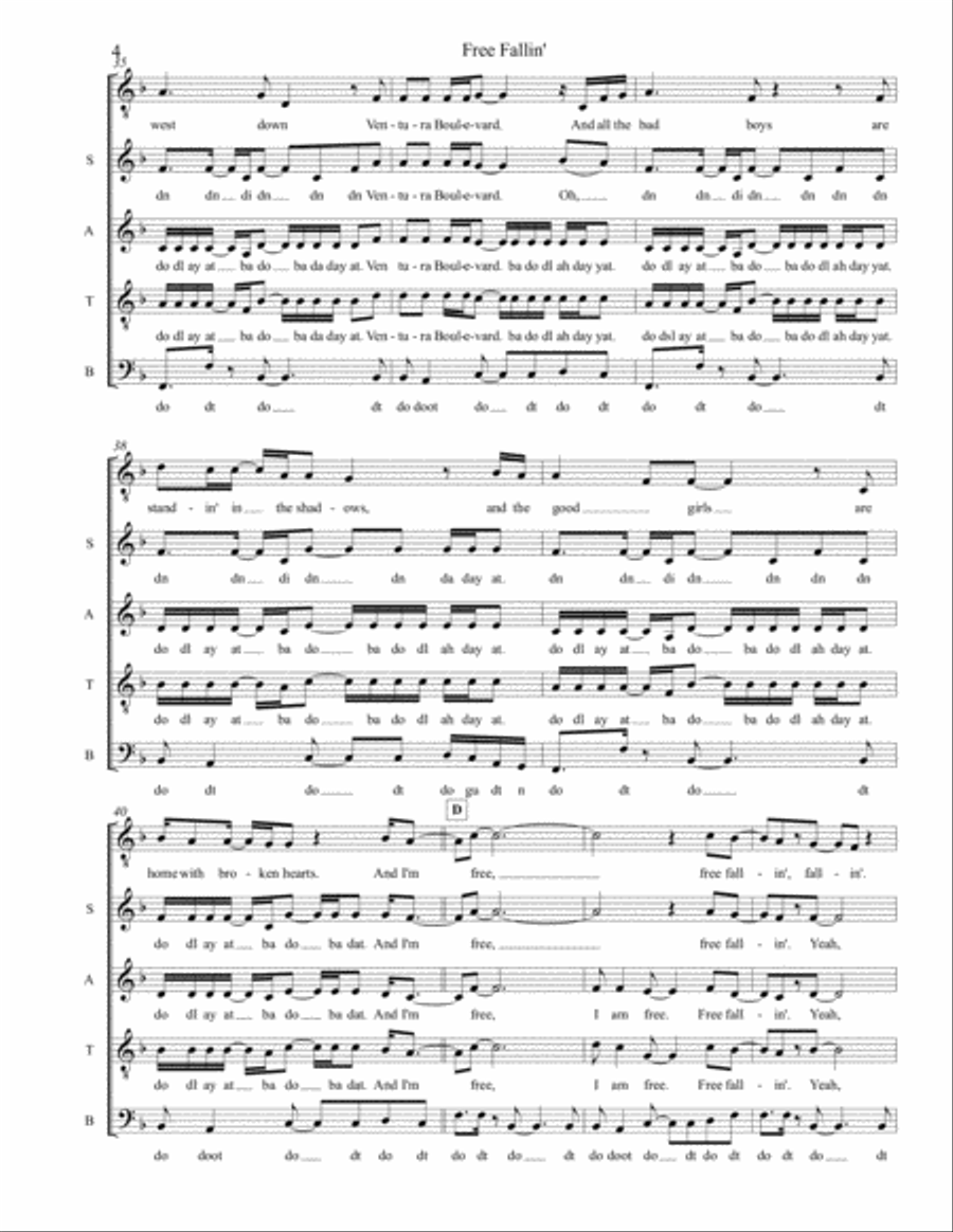 Free Fallin' Free Fallin' 4-Part scores gallery preview page 4