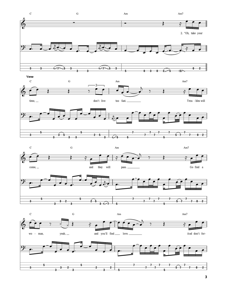 Simple Man Bass Guitar Tablature scores gallery preview page 3