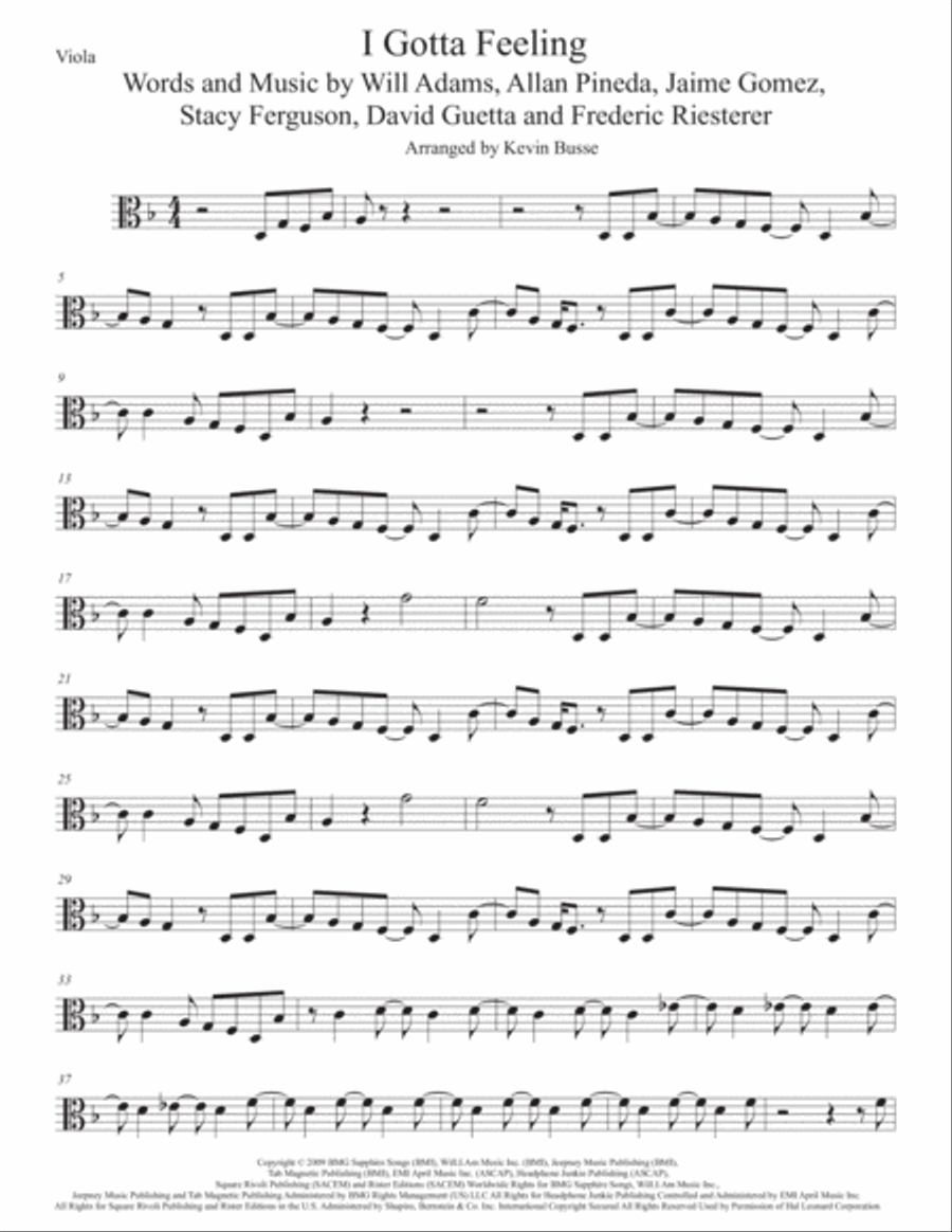 I Gotta Feeling I Gotta Feeling Viola Solo scores gallery preview page 1