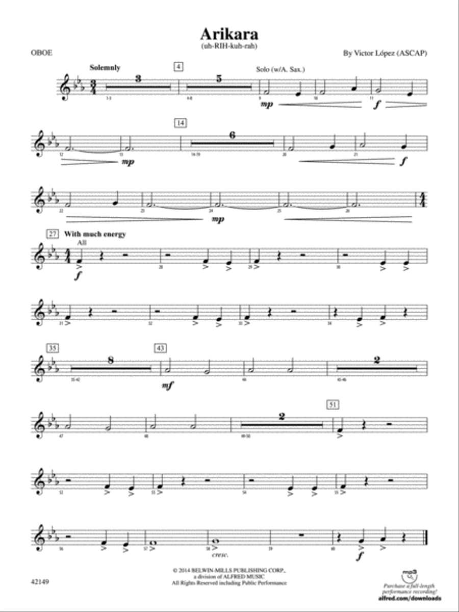 Arikara: Oboe Concert Band scores gallery preview page 1