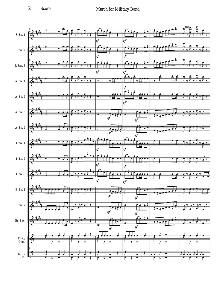March for Military Band - WO 24 Woodwind Ensemble scores gallery preview page 2
