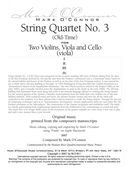String Quartet No. 3 "Old-Time" (viola part - two vlns, vla, cel) image number null