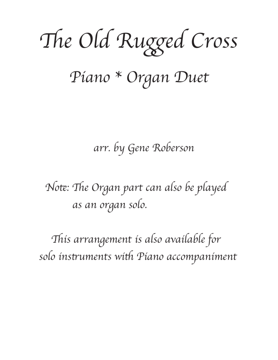 The Old Rugged Cross Piano Organ