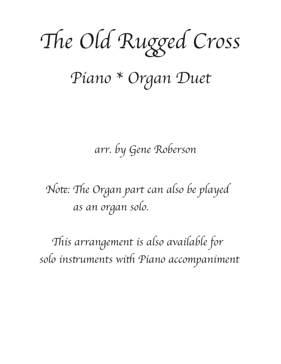 The Old Rugged Cross Piano Organ Piano scores gallery preview page 1