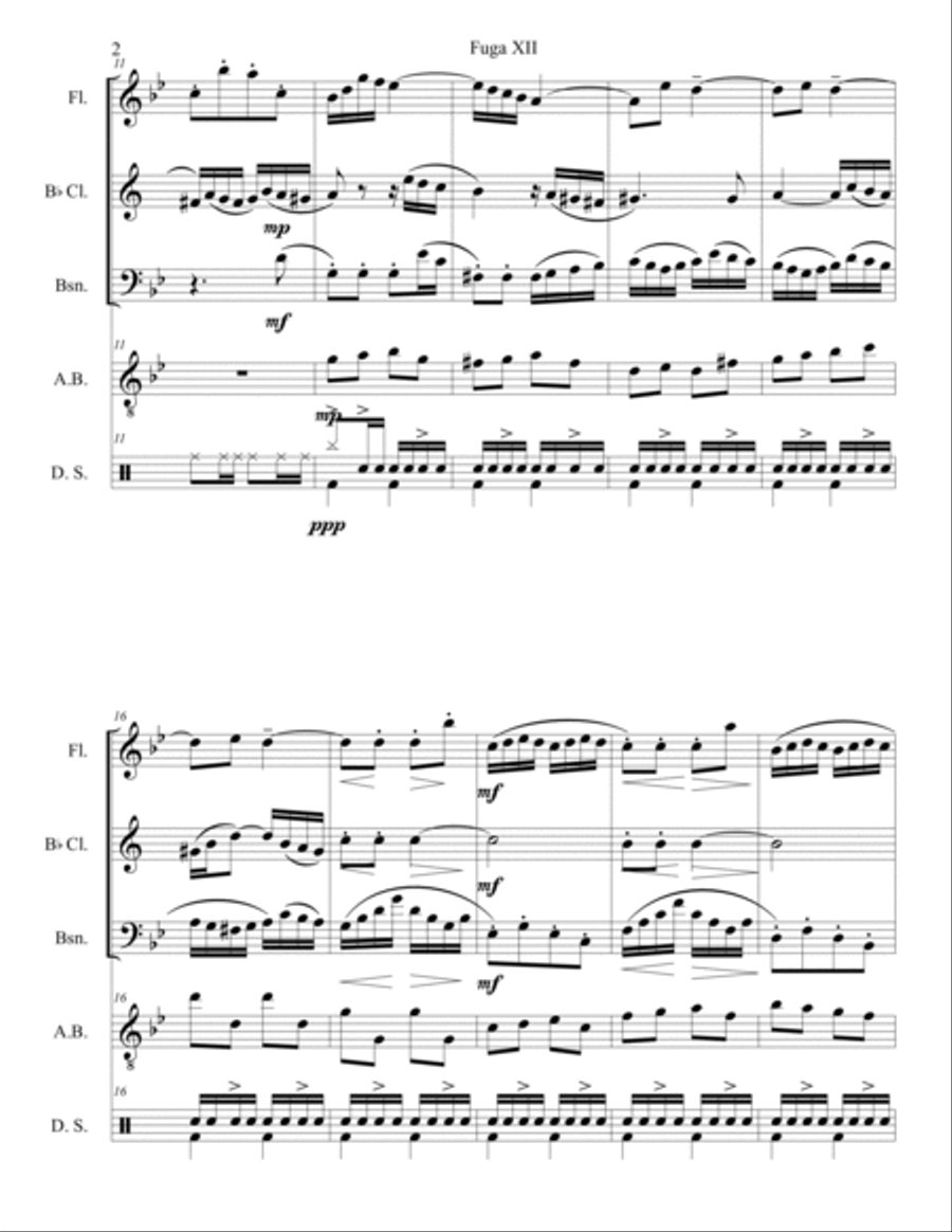 Fuga XII Well-tempered clavier book 1 Jazz Ensemble scores gallery preview page 2