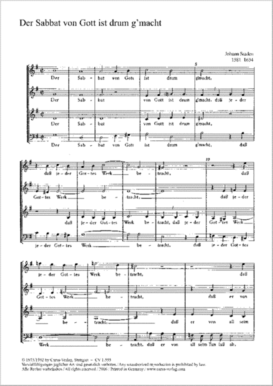 Der Sabbat von Gott ist drum g'macht Choir scores gallery preview page 1
