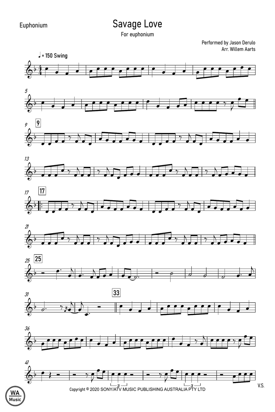 Savage Love Euphonium scores gallery preview page 1