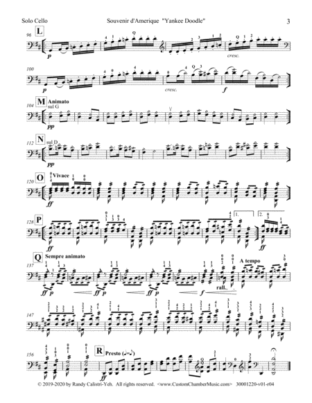Souvenir d'Amerique (Variations on "Yankee Doodle") (solo cello or viola) image number null