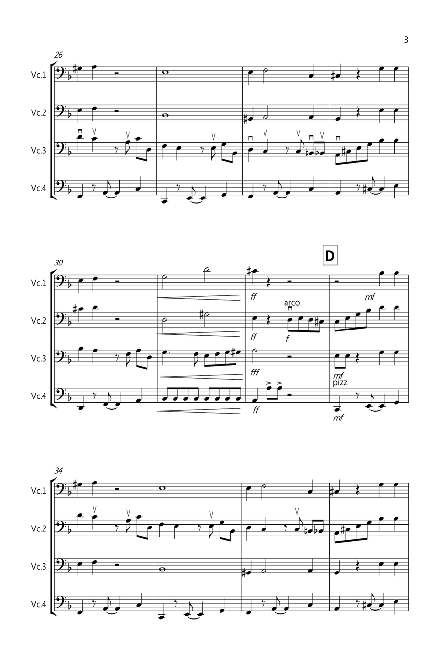 Tasty Tango for Cello Quartet Tasty Tango for Cello Quartet Cello Solo scores gallery preview page 3