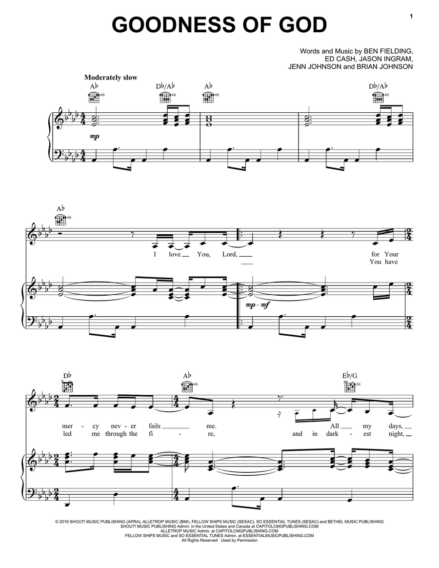 Goodness Of God by CeCe Winans Piano, Vocal, Guitar - Digital Sheet Music