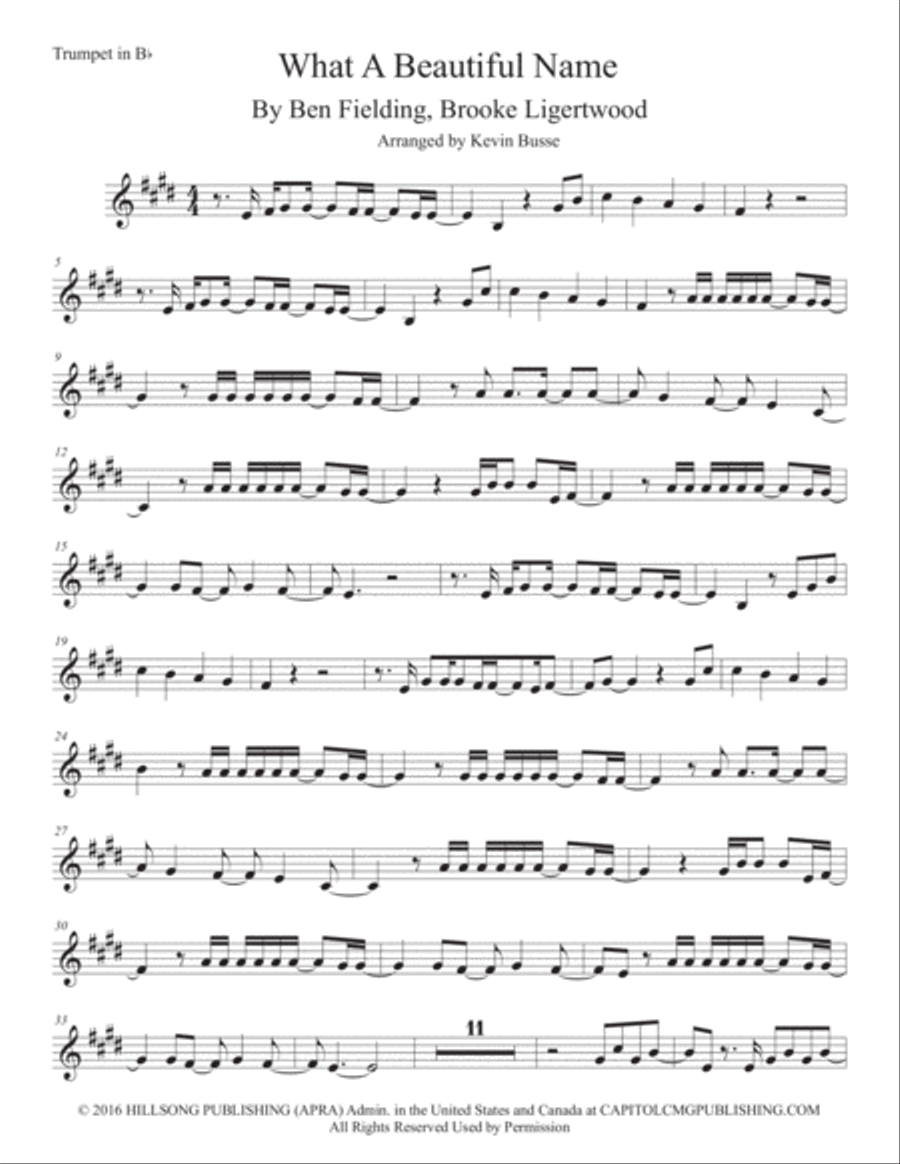 What A Beautiful Name Trumpet Solo scores gallery preview page 1