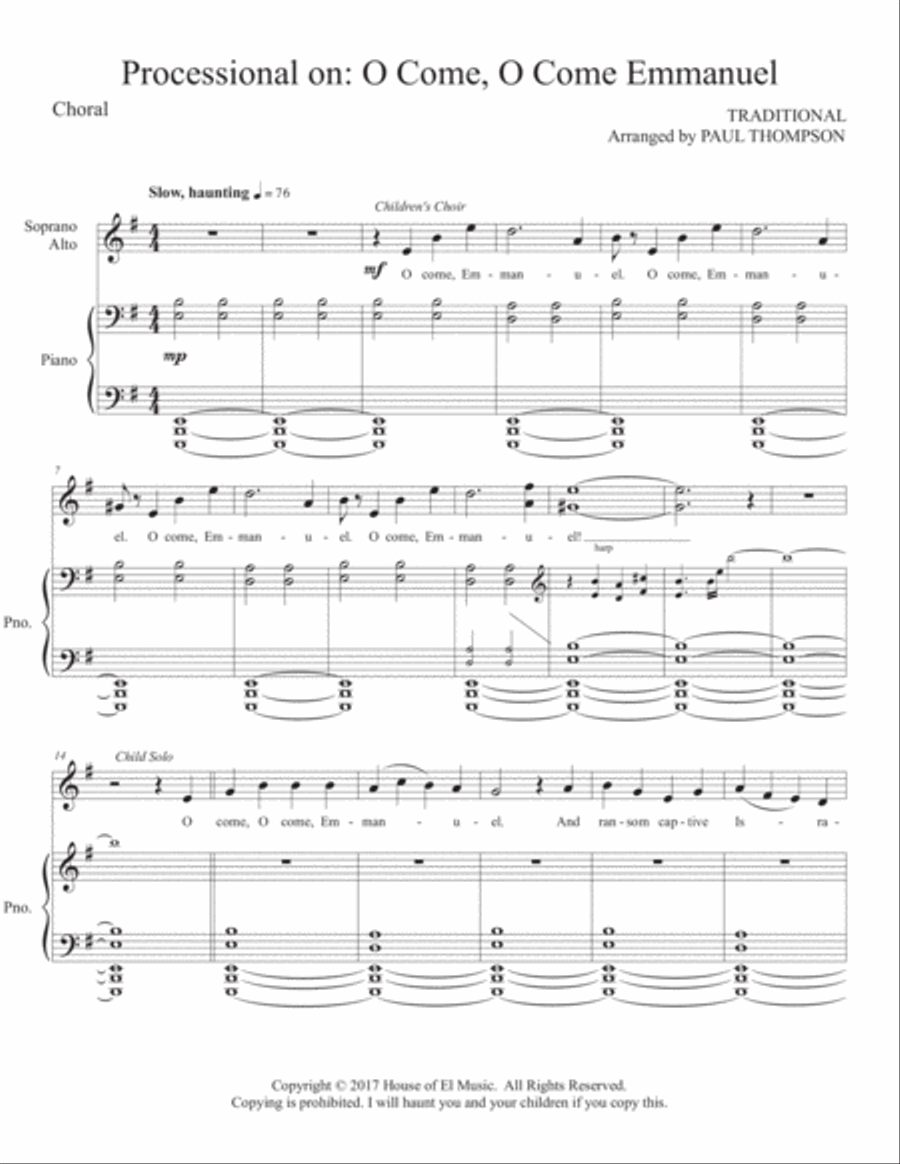 O Come, O Come Emmanuel O Come, O Come Emmanuel 4-Part scores gallery preview page 1
