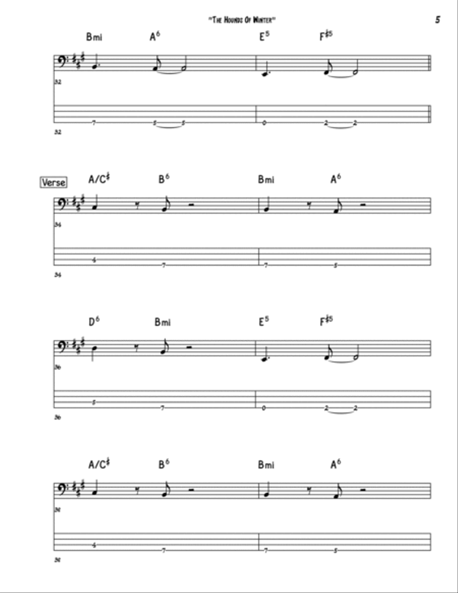 The Hounds Of Winter Bass Guitar scores gallery preview page 5