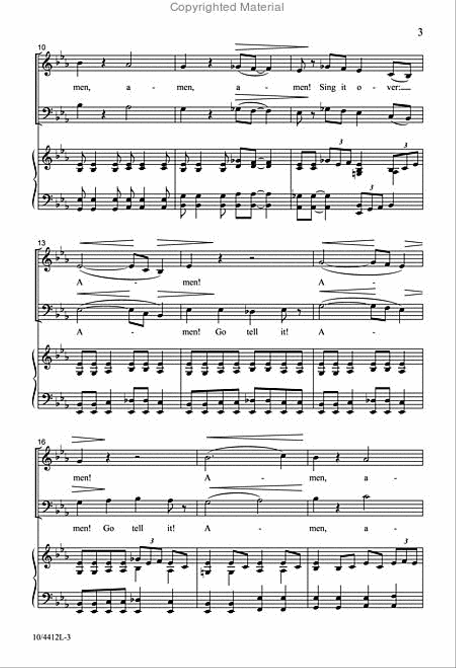 Amen! Tell It on the Mountain! 4-Part scores gallery preview page 3