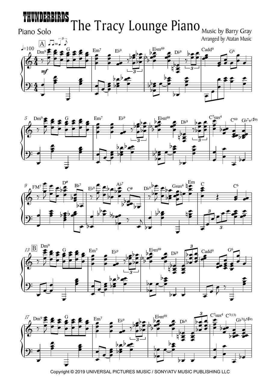 Thunderbirds Thunderbirds Piano Solo scores gallery preview page 1