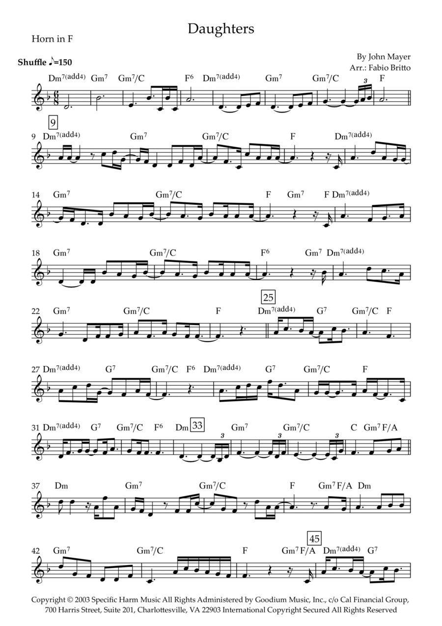Daughters Horn Solo scores gallery preview page 1