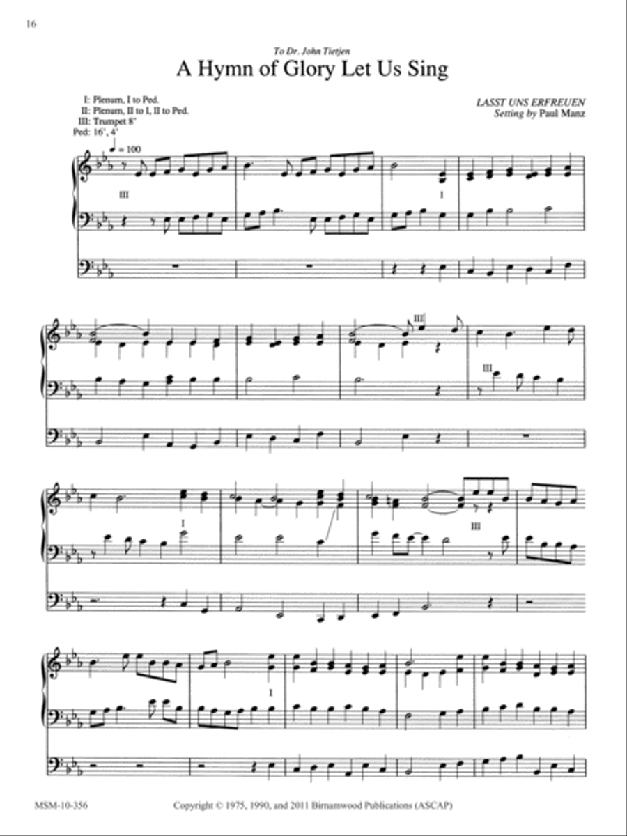 A Hymn of Glory Let Us Sing Organ scores gallery preview page 1