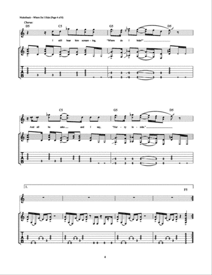 Where Do I Hide Electric Guitar scores gallery preview page 4