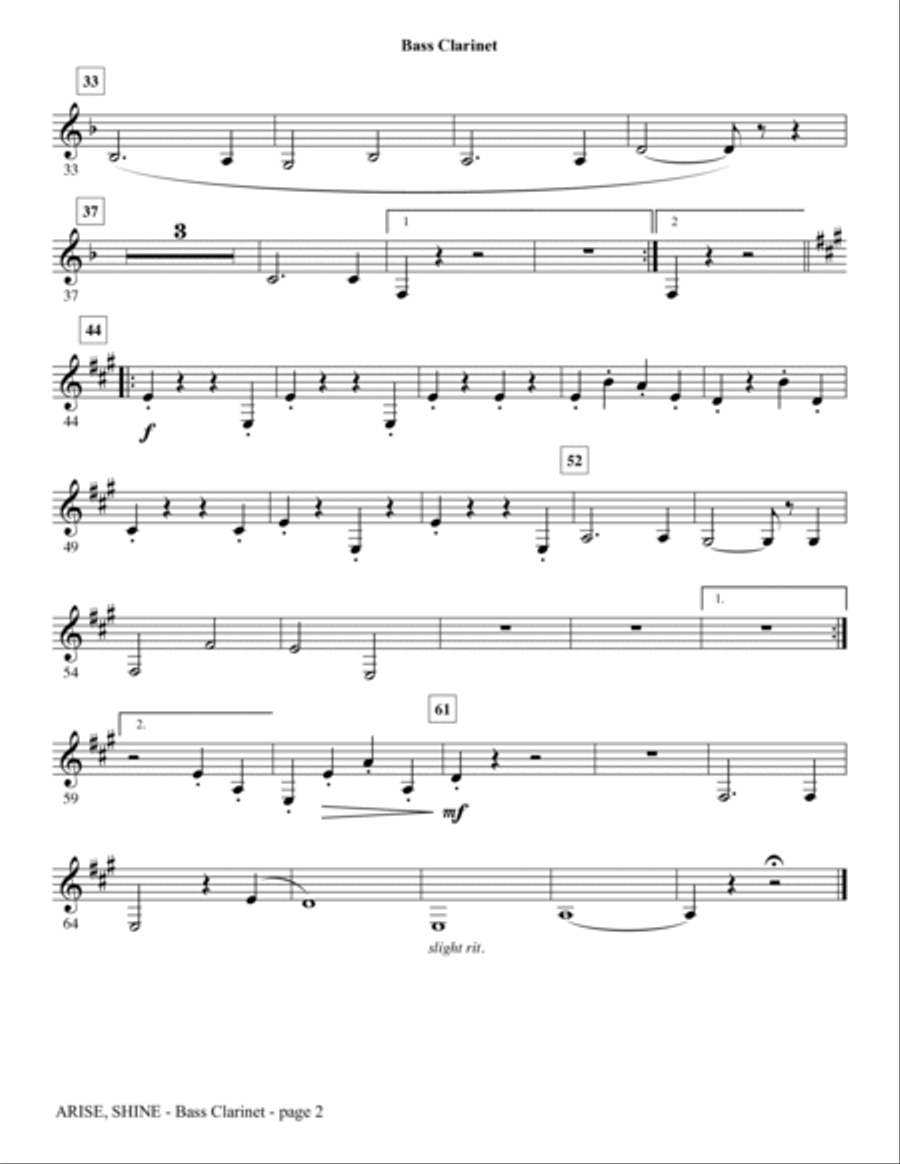 Arise, Shine (arr. Tom Fettke) - Bass Clarinet (sub. Bassoon) Choir scores gallery preview page 2