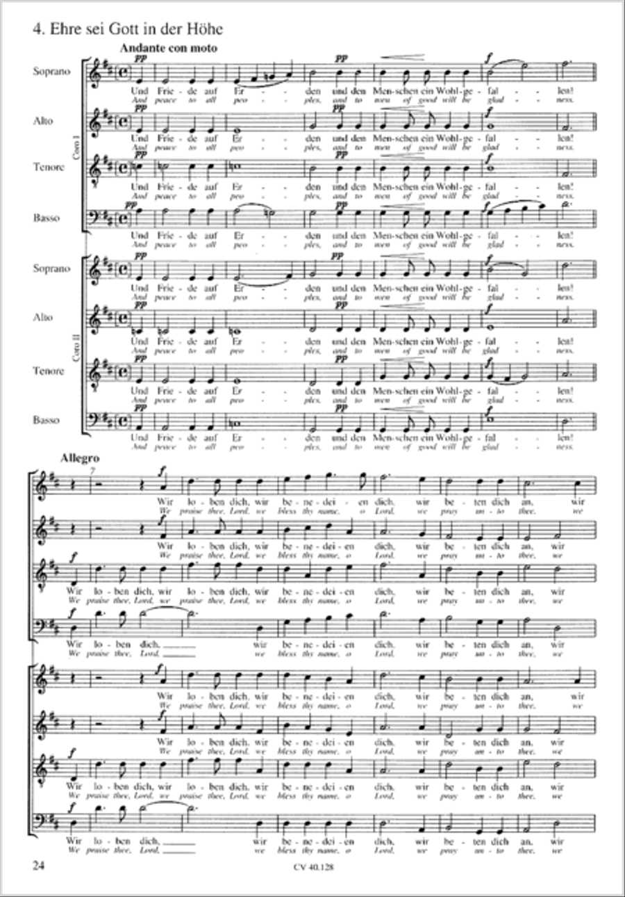 Glory to god in the highest (Ehre sei Gott in der Hohe) 4-Part scores gallery preview page 14