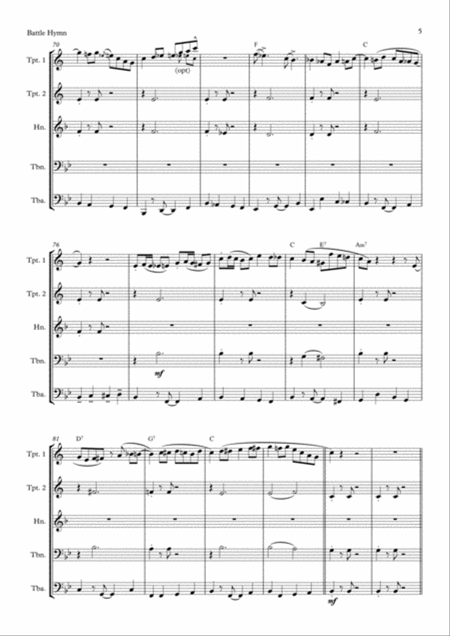 Battle Hymn Of The Republic Brass Quintet Brass Quintet scores gallery preview page 6