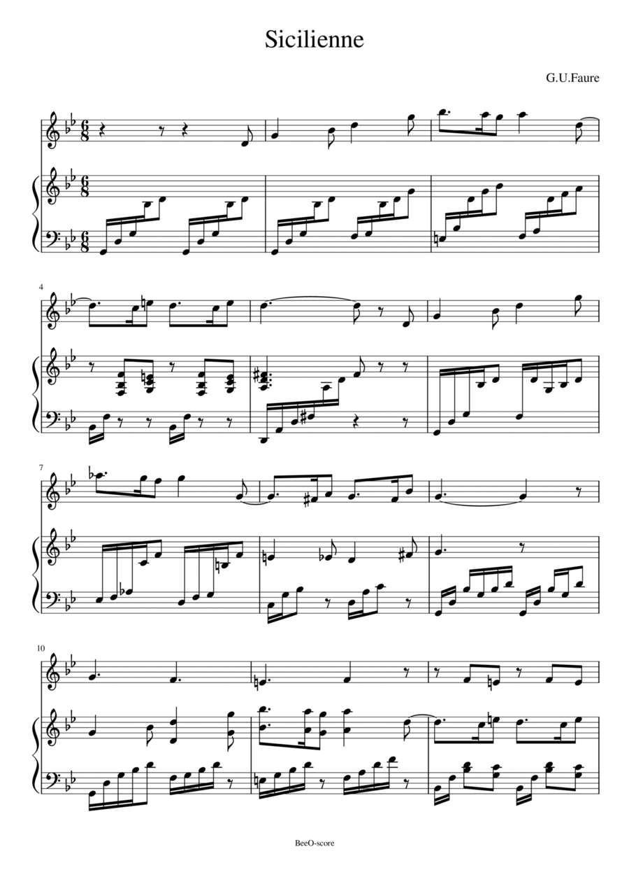 Sicilienne - faure Sicilienne - faure Large Ensemble scores gallery preview page 1