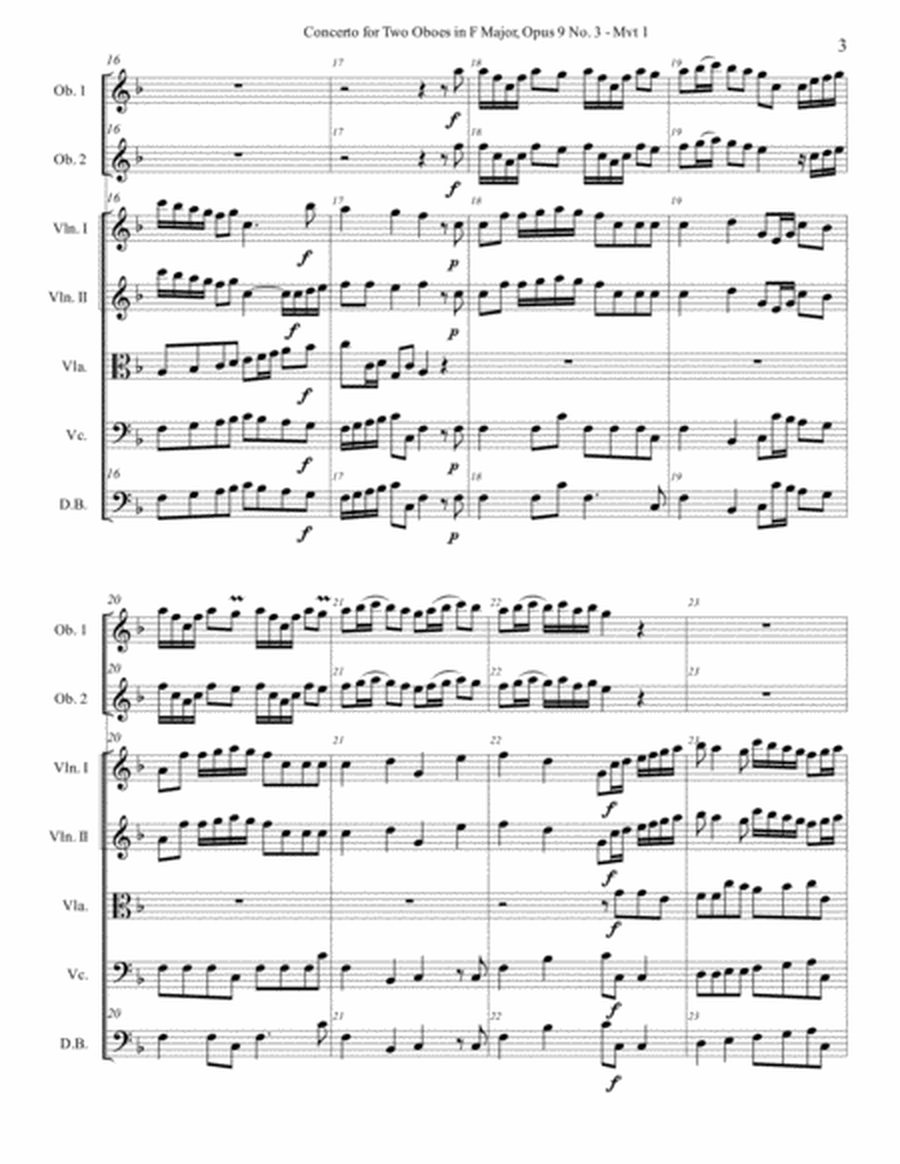 Concerto for Two Oboes in F Major, Op. 9 No. 3 and String Orchestra
