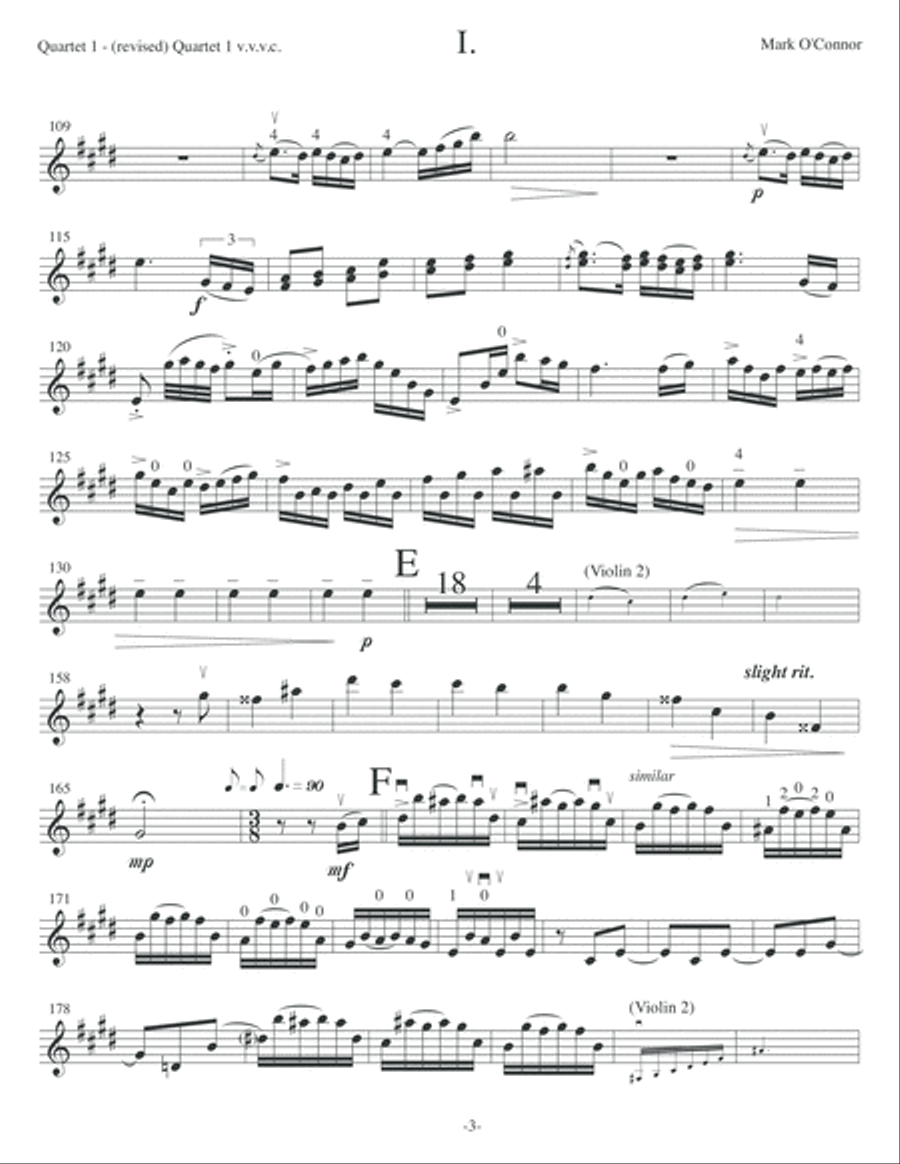 String Quartet No. 1 (violin 1 part - two vlns, vla, cel) String Quartet scores gallery preview page 6