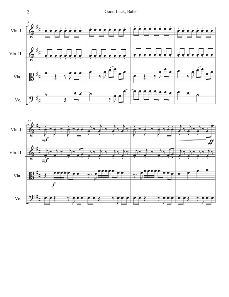 Good Luck, Babe! String Quartet scores gallery preview page 3