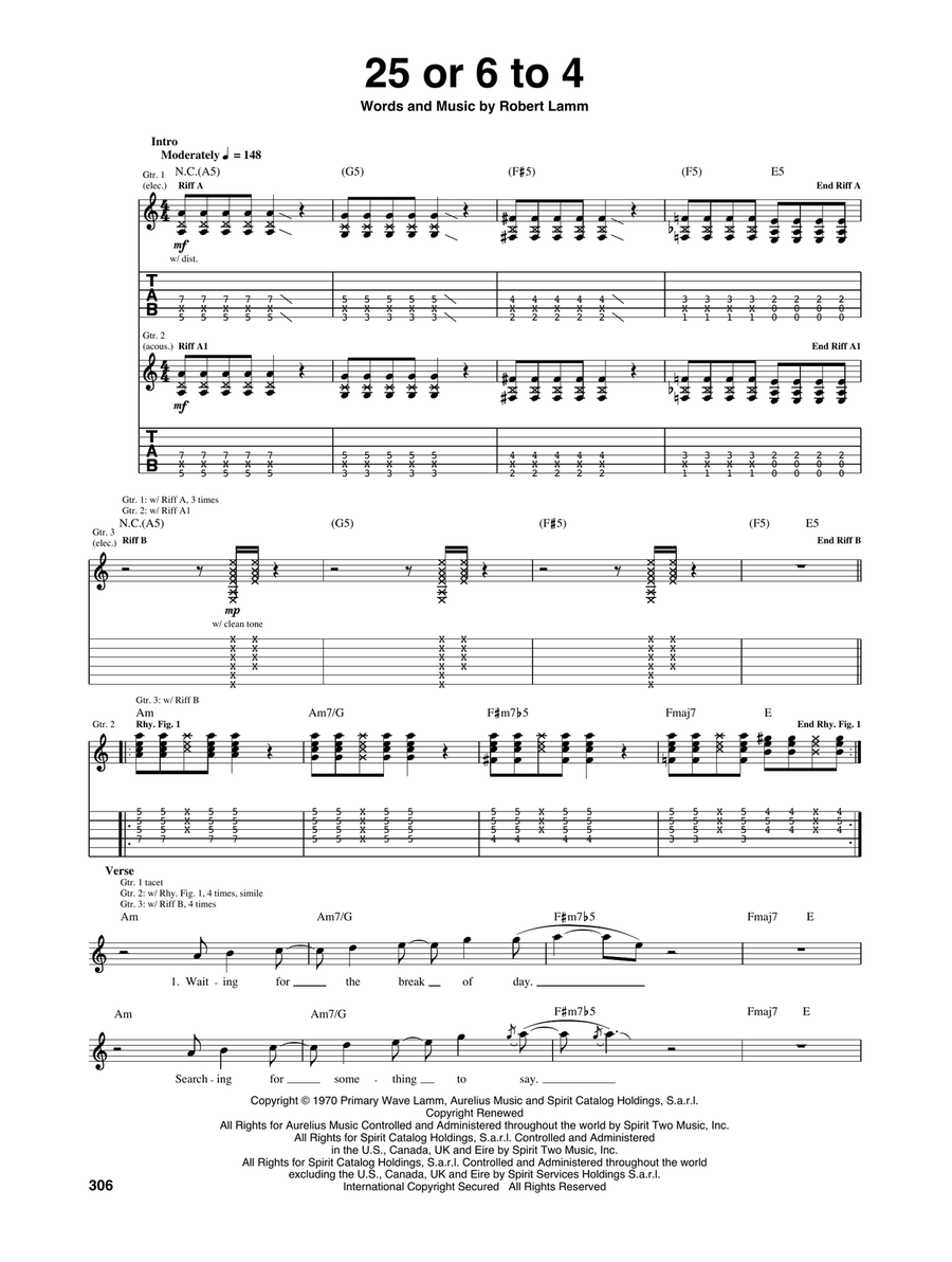25 Or 6 To 4 Acoustic Guitar scores gallery preview page 1