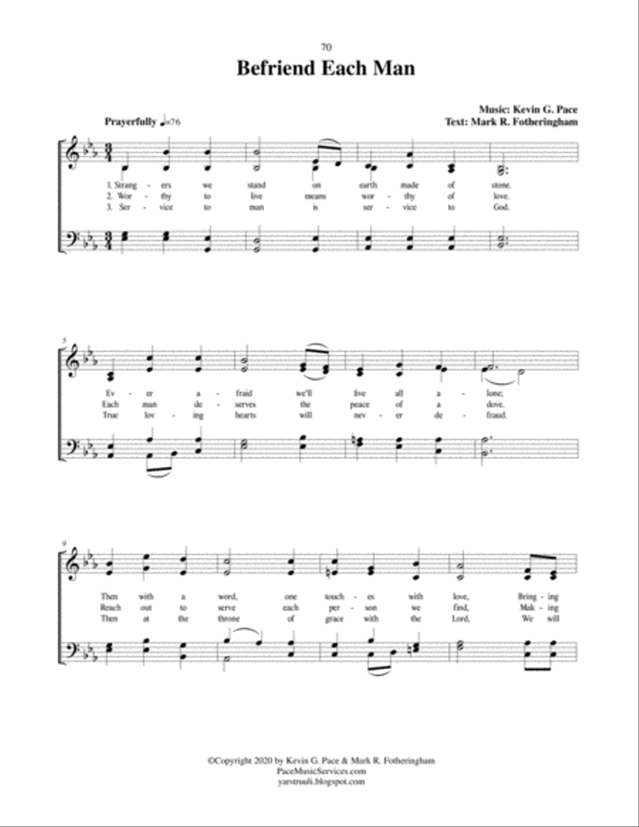 Befriend Each man - a sacred hymn Befriend Each man - a sacred hymn 4-Part scores gallery preview page 2