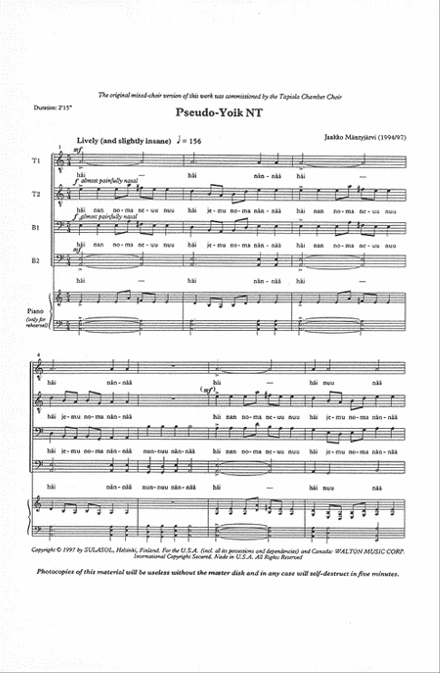 Pseudo-Yoik (TTBB) Pseudo-Yoik (TTBB) TTBB scores gallery preview page 2