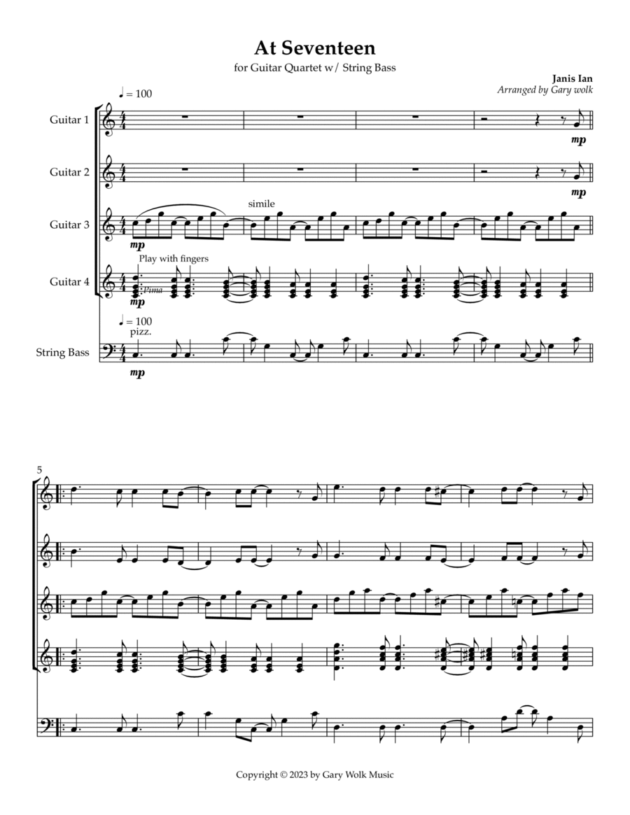 At Seventeen Acoustic Guitar scores gallery preview page 1