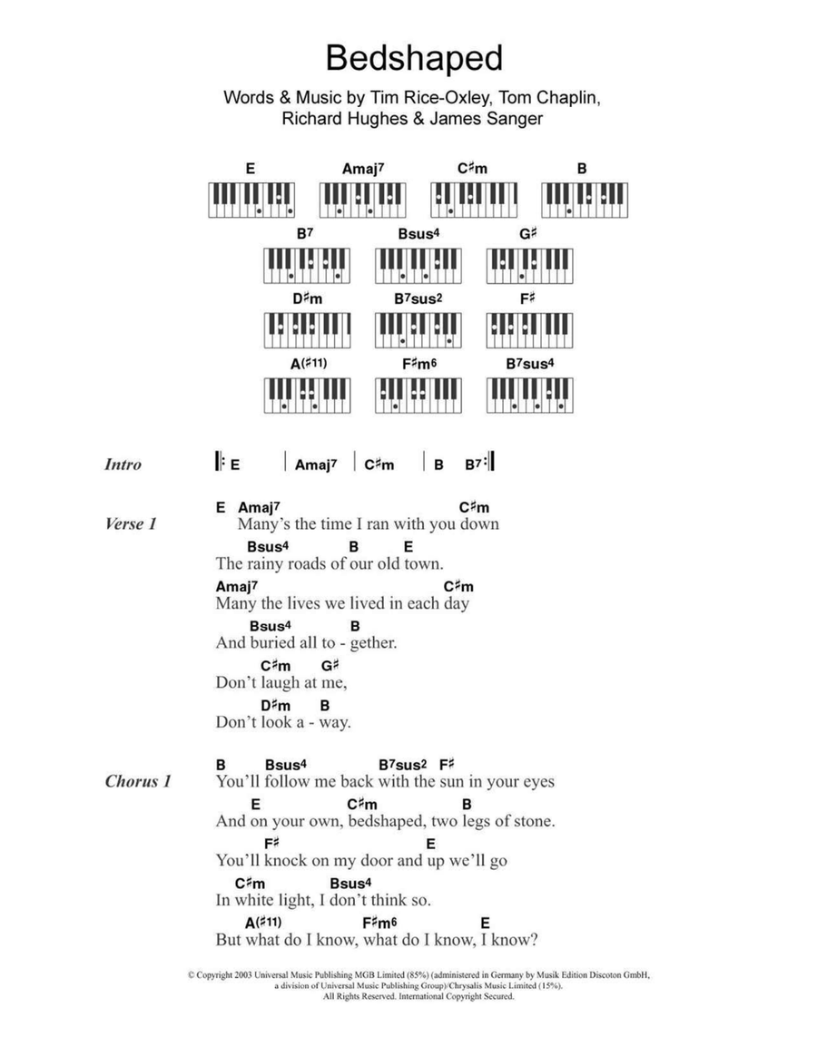 Bedshaped Piano scores gallery preview page 1