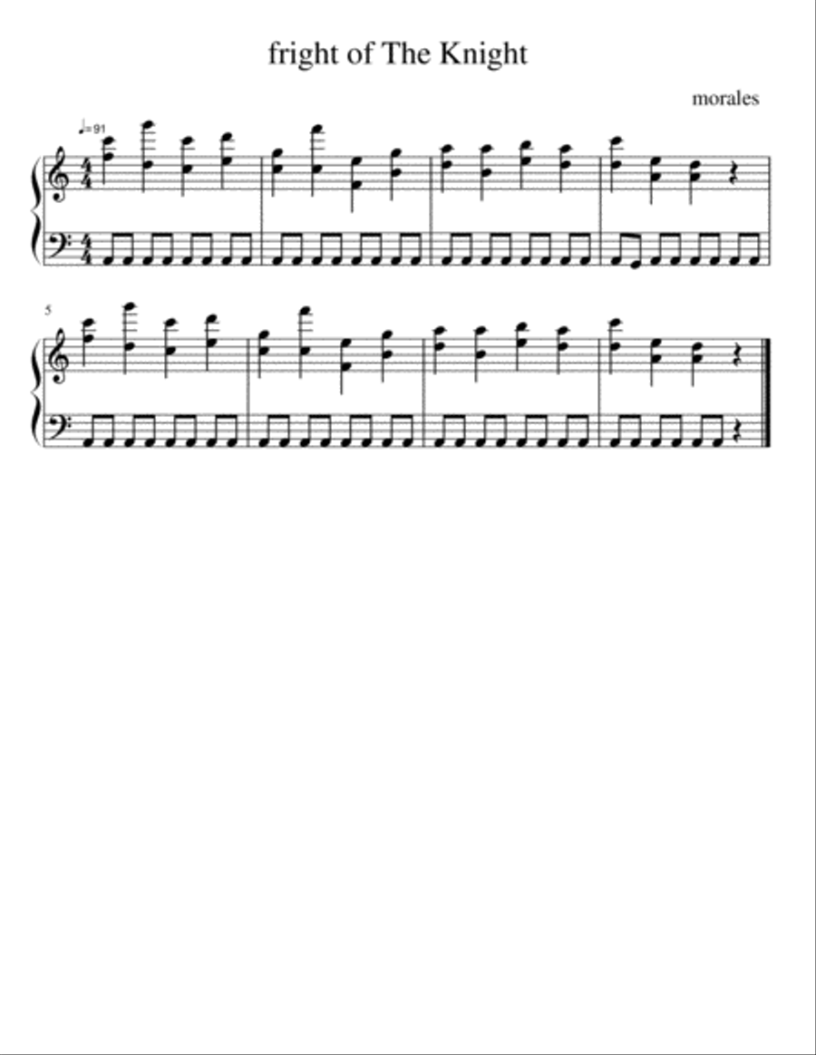 Fright of The knight Fright of The knight Piano Solo scores gallery preview page 1