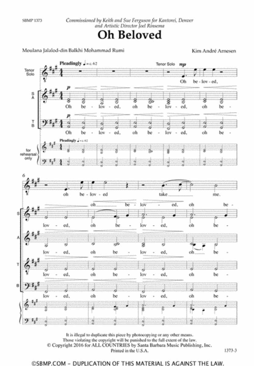 Oh Beloved - SATB divisi Octavo image number null