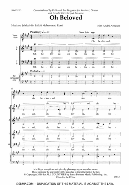 Oh Beloved - SATB divisi Octavo image number null
